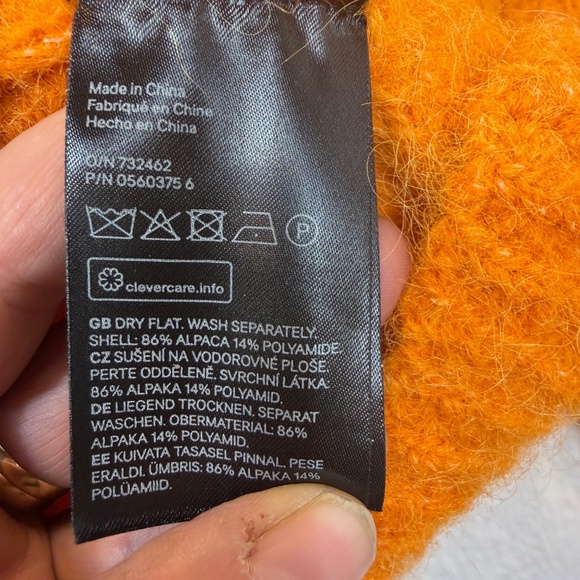 H&M Sweater Womens Size Large Orange Alpaca Blend Pullover Gorpcore Boxy - Picture 3 of 6